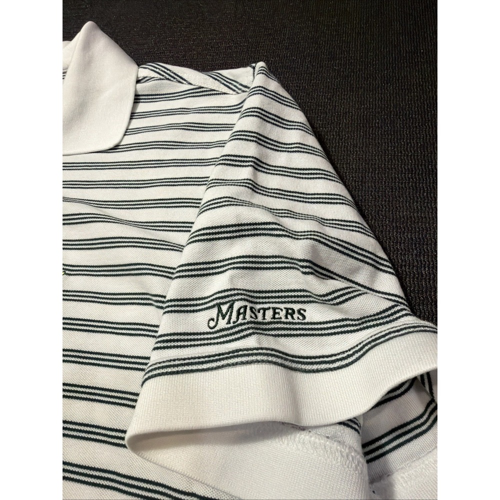 Masters Collection Men's 60's 2-ply Mercerized Polo Shirt Large Green Striped - Picture 4 of 6